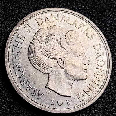 泉币菌-第231场-拍品多 请提前出价 1975 丹麦70年代 玛格丽特女王 1克朗 