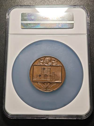 【德藏】世界币章拍卖第171期（拍品征集中~欢迎藏友联系） 1860年 德国普鲁士特切夫铁路大桥落成暨建市600周年纪念大铜章 51mm NGC MS63 设计精美大气 品相状态一流