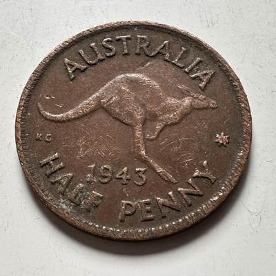 🌹外币初藏🌹🐯2026年第45场   每周二四六晚8️⃣点  世界硬币 澳大利亚1943年半便士