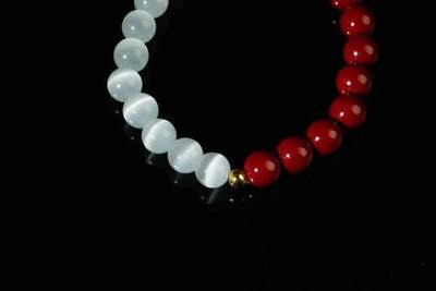 上海都达杂项专场103【全场包邮】  天然朱砂、猫眼石、双拼色手串70-358