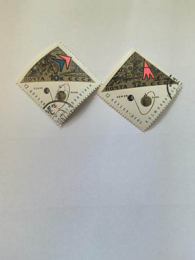 各国成套新旧票 苏联邮票 1966年发射第一颗人造月球10号卫星空间站 2全旧