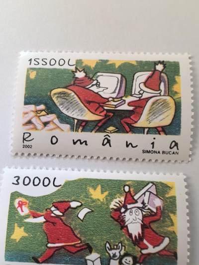 各国成套新旧票 罗马尼亚邮票 2002年圣诞节圣诞老人 2全新