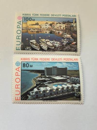 各国成套新旧票 土属塞浦路斯邮票 1977年欧罗巴 海岸风光 建筑2全新