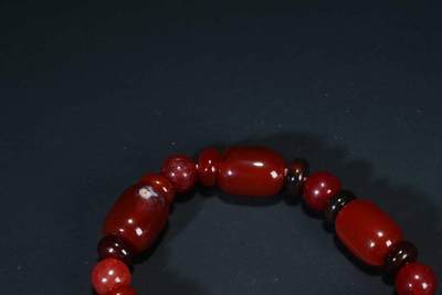 上海都达杂项专场103【全场包邮】  天然红玛瑙桶珠手链70-146