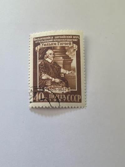 各国成套新旧票 苏联邮票1957年 血液循环理论创始人哈维逝世300周年1全旧