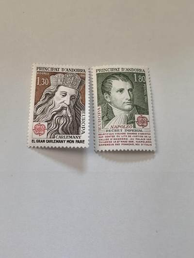 各国成套新旧票 法属安道尔邮票 1980年欧罗巴.历史人物.查理大帝.拿破仑 2全新雕