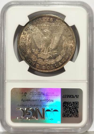 博洋堂“生趣盎然”4月精品专场暨第169期（全场包邮） NGC AU55 美国1880年O版摩根银币，原汁原味老包浆，包浆醇厚浓郁，味道绝，双面五彩包浆，味道币味道足，状态佳，疑似低评。