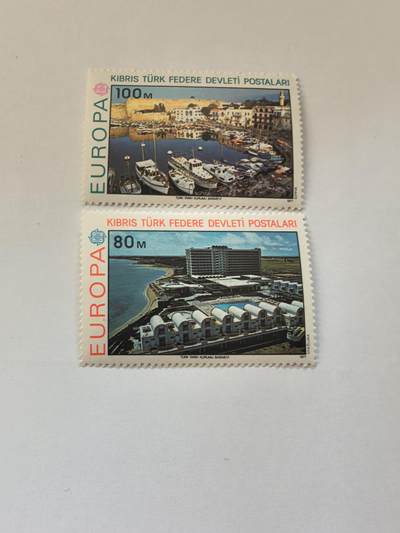 各国成套新旧票 土属塞浦路斯邮票 1977年欧罗巴 海岸风光 建筑2全新