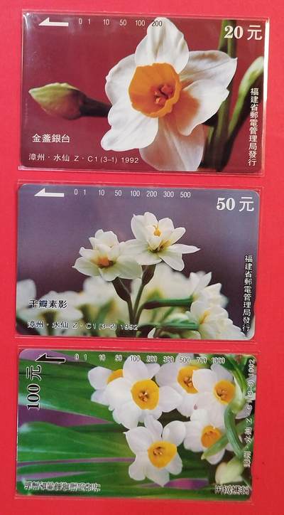 《鸿通俱乐部》拍卖第84期 2026年4月22日21:00延时节拍 福建田村新卡《水仙花（Z.C1）》3全  鸿通  68分*2  67分*1