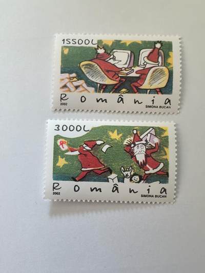 各国成套新旧票 罗马尼亚邮票 2002年圣诞节圣诞老人 2全新
