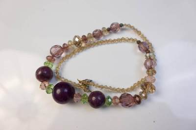 上海都达杂项专场103【全场包邮】  紫色玛瑙珠水晶毛衣链70-341