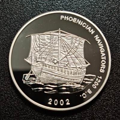 【德藏】世界币章拍卖第171期（拍品征集中~欢迎藏友联系） 2002年 加纳腓尼基帆船500塞地精制纪念银币 直径约：38.6mm；重约：25g