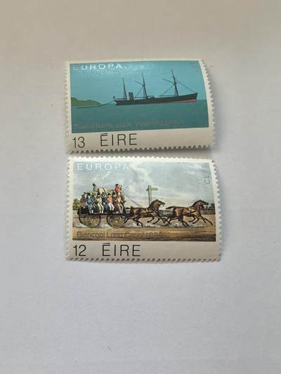 各国成套新旧票 爱尔兰邮票,1979年,欧罗巴,邮政事业 马车 船2全新