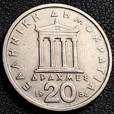 泉币菌-第231场-拍品多 请提前出价 希腊20德拉克马硬币 雅典神庙 29mm 