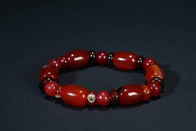 上海都达杂项专场103【全场包邮】  天然红玛瑙桶珠手链70-146