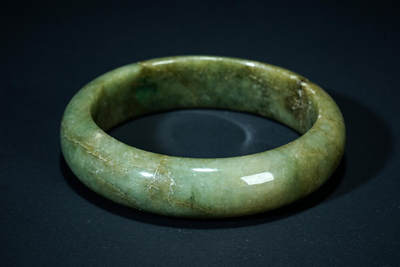 上海都达杂项专场102【全场包邮】  天然深油绿翡翠（A货）手镯 附鉴定证书98-26