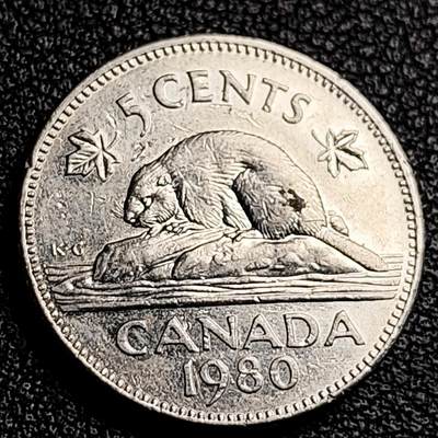 泉币菌-第231场-拍品多 请提前出价 - 1980年加拿大5分 21.2mm 美洲硬币