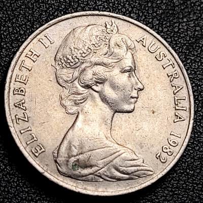 泉币菌-第231场-拍品多 请提前出价 1982年英属澳大利亚20分 伊丽莎白女王  鸭嘴兽  28.5mm