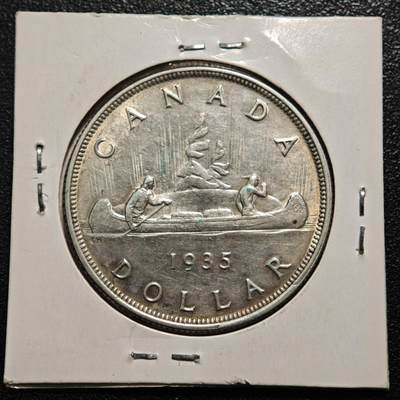 【德藏】世界币章拍卖第171期（拍品征集中~欢迎藏友联系） 老藏家集藏系列之- 1935年 加拿大1元银币 800银 直径约：36mm；重约：23.3g 入册20余年·附有当年购入价