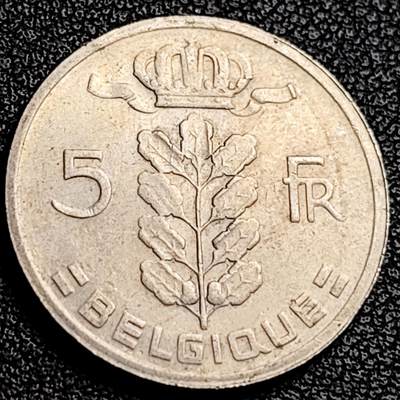 泉币菌-第231场-拍品多 请提前出价 比利时1965年5法郎铜镍币（佛兰芒文版BELGIË），谷物女神，24mm