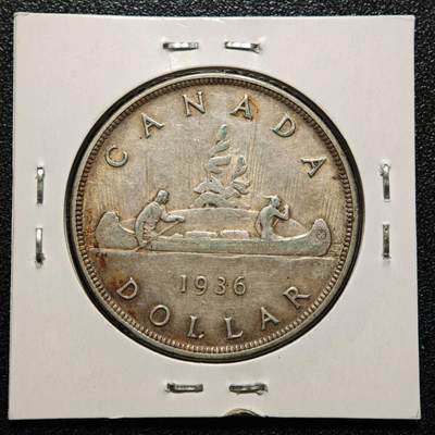 【德藏】世界币章拍卖第171期（拍品征集中~欢迎藏友联系） 老藏家集藏系列之- 1936年 加拿大1元银币 800银 直径约：36mm；重约：23.3g 入册20余年·附有当年购入价