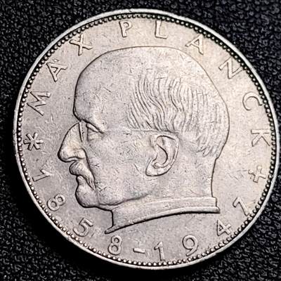 泉币菌-第231场-拍品多 请提前出价 联邦德国2马克 普朗克 1957-1971年 26.7mm 欧洲币