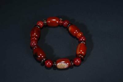 上海都达杂项专场103【全场包邮】  天然红玛瑙桶珠手链70-146