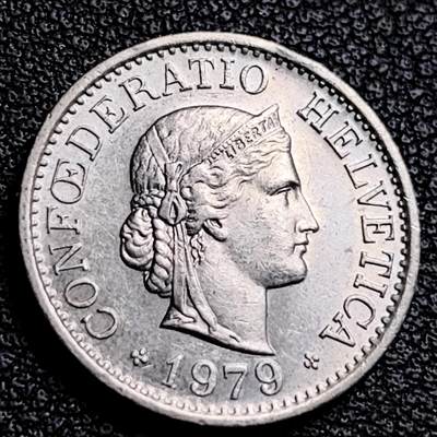 泉币菌-第231场-拍品多 请提前出价 高币值 百年延续 女神 瑞士1979年 10分銅镍硬币 