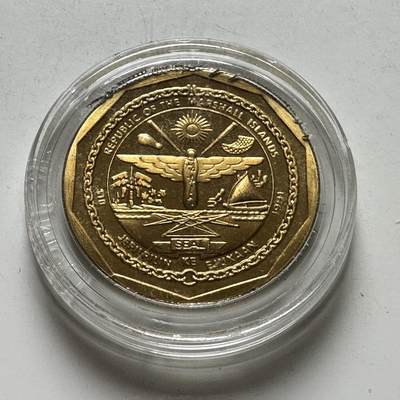 🌹外币初藏🌹🐯2026年第45场   每周二四六晚8️⃣点  世界硬币 马绍尔群岛 1991年 F4U海盗战斗机 10元 铜质镀金纪念币 克朗型 原盒