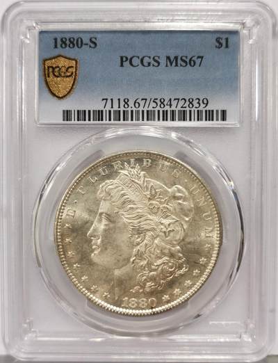 博洋堂“生趣盎然”4月精品专场暨第169期（全场包邮） PCGS MS67 美国1880 S 摩根 顶级高分摩根 品相完美 一步到位