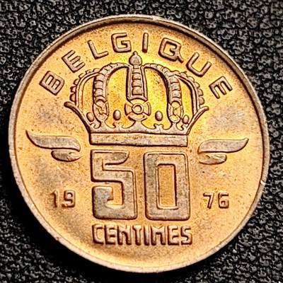 泉币菌-第231场-拍品多 请提前出价 1976 比利时 50分铜币 矿工 19mm