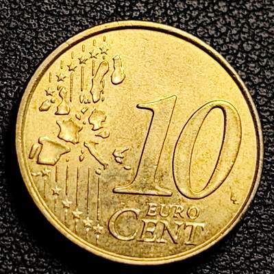 泉币菌-第231场-拍品多 请提前出价 欧元 法国1999年10欧分铜币 玛丽安娜 欧盟地图 19.75MM 