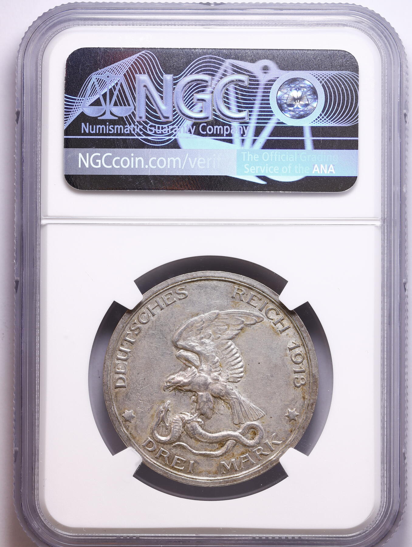 观钱 近现代机制币拍卖No.009（全场顺丰包邮，不区分偏远地区）  1913-A 普鲁士王国 反法战争胜利百年 3 马克银币 NGC MS62