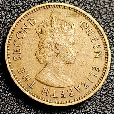 泉币菌-第231场-拍品多 请提前出价 英属香港一毫 黄铜币1965年 20毫米4.5克  伊丽莎白二世