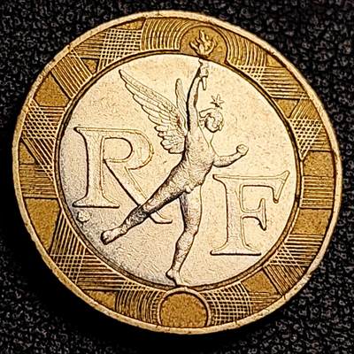 泉币菌-第231场-拍品多 请提前出价 1990 光明小天使  法国 10法郎双色币 铜钱纪念币