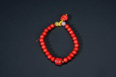 上海都达杂项专场103【全场包邮】  天然朱砂红砂圆珠手串70-357