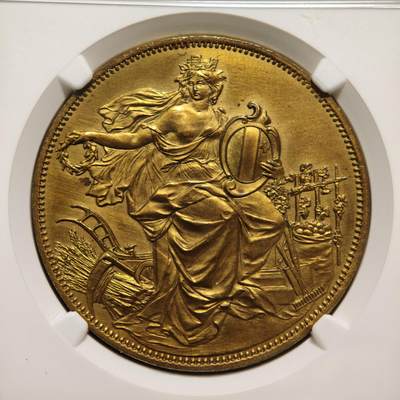 【德藏】世界币章拍卖第171期（拍品征集中~欢迎藏友联系） 1887年 瑞士纽沙泰尔第五届全国农业博览会铜质纪念铜章 NGC UNC 细节极其丰富