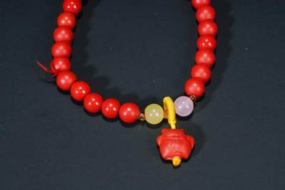 上海都达杂项专场103【全场包邮】  天然朱砂红砂圆珠手串70-357