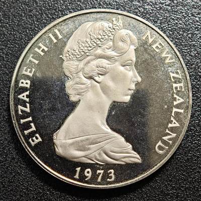 【德藏】世界币章拍卖第171期（拍品征集中~欢迎藏友联系） 1973年 新西兰1元精制镍币 直径约：38.6mm；重约：26.9g