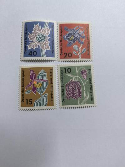 各国成套新旧票 联邦德国邮票 1963年 花卉 植物 园艺展览 4全新