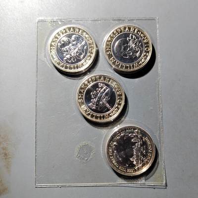 PCAI钱币  24-816  外国纸币与套币小专场 英国纪念币四枚 原封原光币