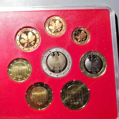 PCAI钱币  24-816  外国纸币与套币小专场 2002首版德国欧元精制币一套  原装原光原封