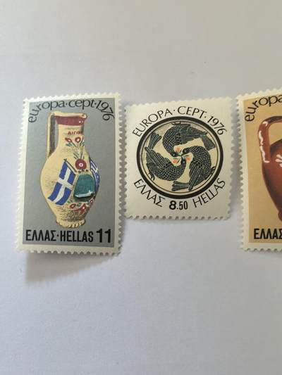 各国成套新旧票 希腊邮票 1976年欧罗巴考古文物 彩绘工艺品 3全新