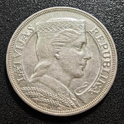 【德藏】世界币章拍卖第171期（拍品征集中~欢迎藏友联系） 1929年 拉脱维亚女神5拉特银币 835银 直径约：37mm；重约：24.9g