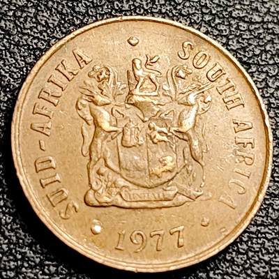 泉币菌-第231场-拍品多 请提前出价 麻雀 南非1分青铜硬币 19.0毫米3.0克 1977年 铜钱纪念币