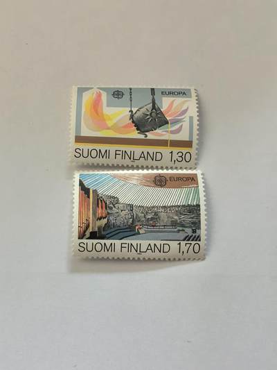 各国成套新旧票 芬兰邮票 1983欧罗巴技术快速炼钢法 地下教堂中央大厅2全新