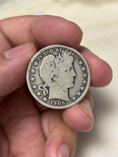 大畅畅的钱币铺 美国1906年巴博半圆银币11.9克900银