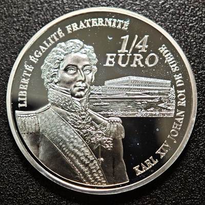 【德藏】世界币章拍卖第171期（拍品征集中~欢迎藏友联系） 2006年 法国贝尔纳多特将军1/4欧元纪念银币 900银 直径约：37mm；重约：22.4g