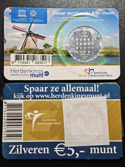 【德藏】世界币章拍卖第171期（拍品征集中~欢迎藏友联系） 2枚一组 荷兰 2014年风车5欧元镀银纪念币 及 2006年 税务200周年5欧元镀银纪念币 直径约：mm；重约：g