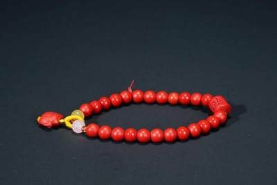 上海都达杂项专场103【全场包邮】  天然朱砂红砂圆珠手串70-357